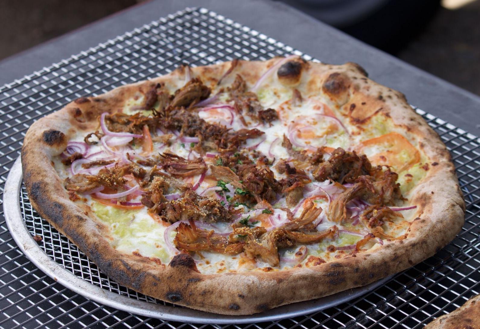 Tomatilo-Carnitas pizza from Family Joint